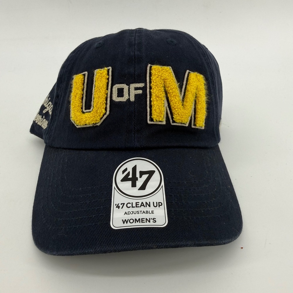 47 Brand Michigan Wolverines Womens Zoey Clean Up Navy Blue Adjustable Hat NEW